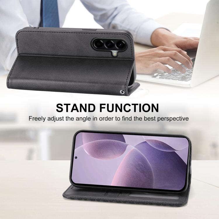 For Samsung Galaxy A57 5G Cubic Grid Calf Texture Magnetic Leather Phone Case