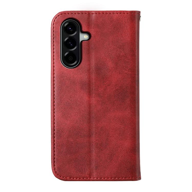 For Samsung Galaxy A57 5G Cubic Grid Calf Texture Magnetic Leather Phone Case