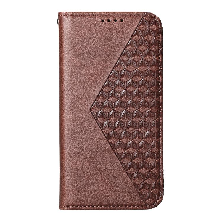 For Samsung Galaxy A57 5G Cubic Grid Calf Texture Magnetic Leather Phone Case