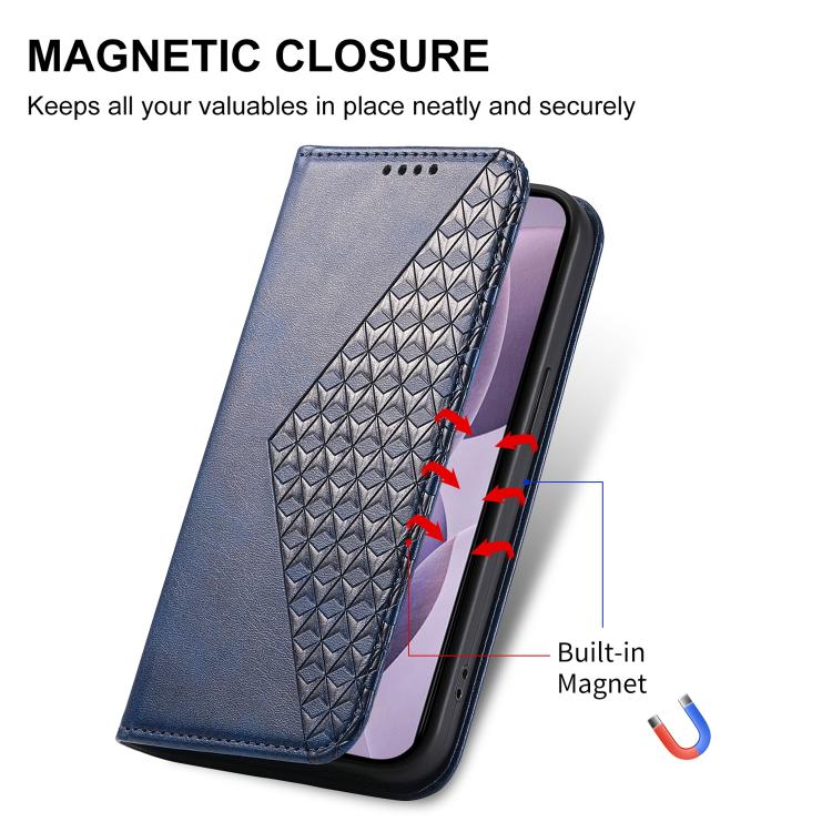 For Samsung Galaxy A57 5G Cubic Grid Calf Texture Magnetic Leather Phone Case