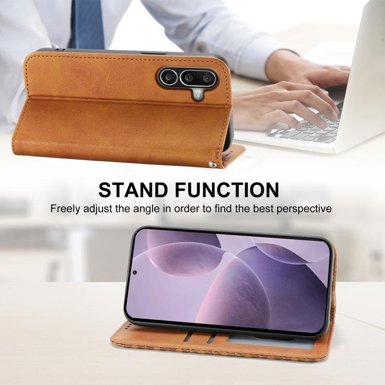 For Galaxy A27 5G Cubic Grid Calf Texture Magnetic Leather Phone Case