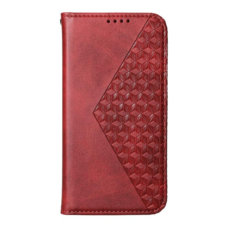 For Galaxy A27 5G Cubic Grid Calf Texture Magnetic Leather Phone Case