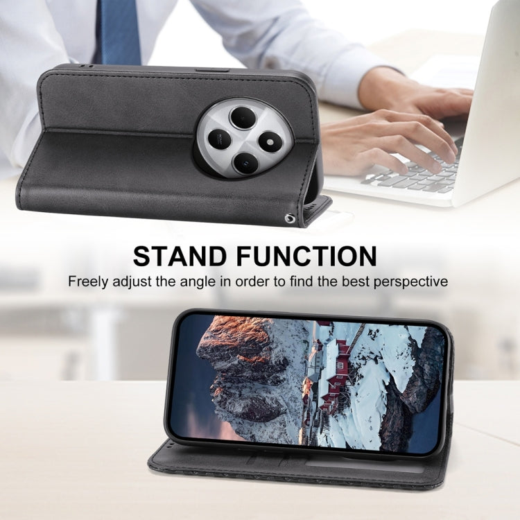 For Redmi 14C 4G Cubic Grid Calf Texture Magnetic Leather Phone Case