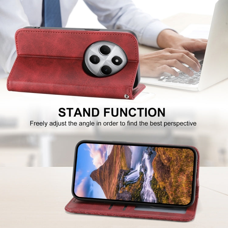 For Redmi 14C 4G Cubic Grid Calf Texture Magnetic Leather Phone Case