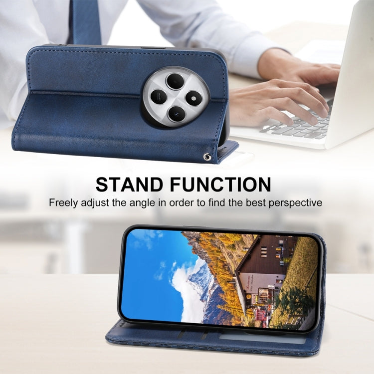 For Redmi 14C 4G Cubic Grid Calf Texture Magnetic Leather Phone Case