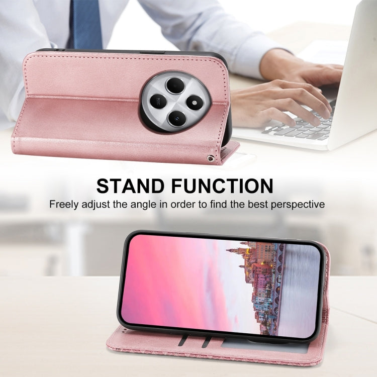 For Redmi 14C 4G Cubic Grid Calf Texture Magnetic Leather Phone Case