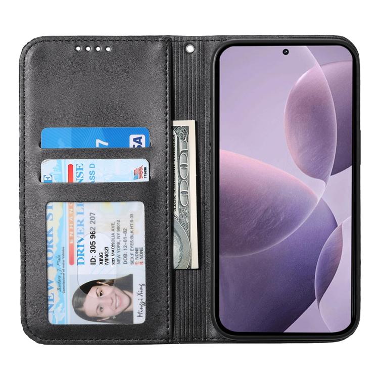 For Redmi Note 14 4G 163.25mm Global Cubic Grid Calf Texture Magnetic Leather Phone Case