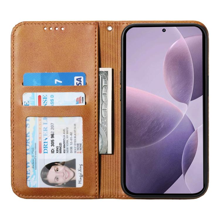 For Redmi Note 14 4G 163.25mm Global Cubic Grid Calf Texture Magnetic Leather Phone Case