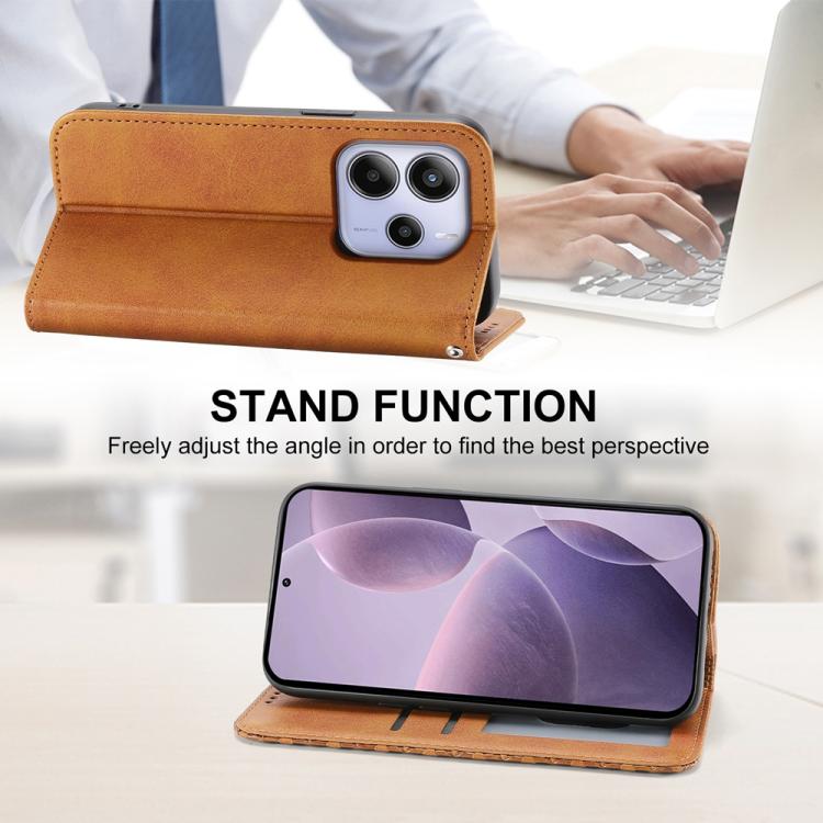 For Redmi Note 14 4G 163.25mm Global Cubic Grid Calf Texture Magnetic Leather Phone Case