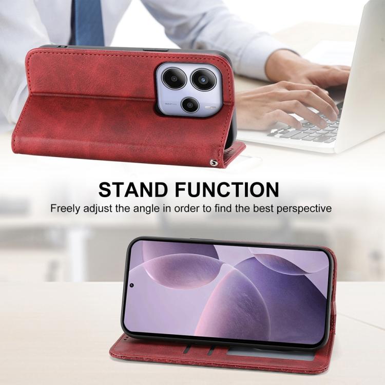 For Redmi Note 14 4G 163.25mm Global Cubic Grid Calf Texture Magnetic Leather Phone Case