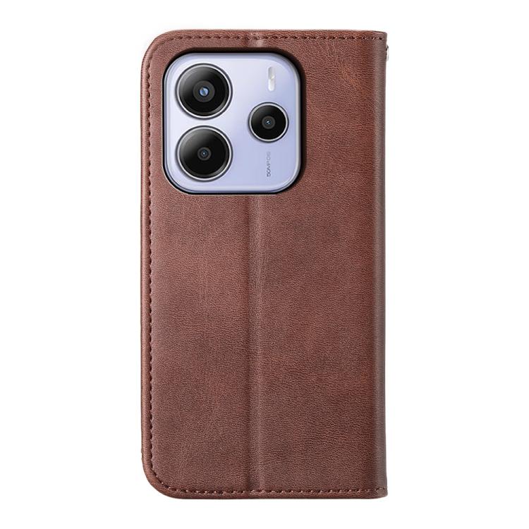 For Redmi Note 14 4G 163.25mm Global Cubic Grid Calf Texture Magnetic Leather Phone Case