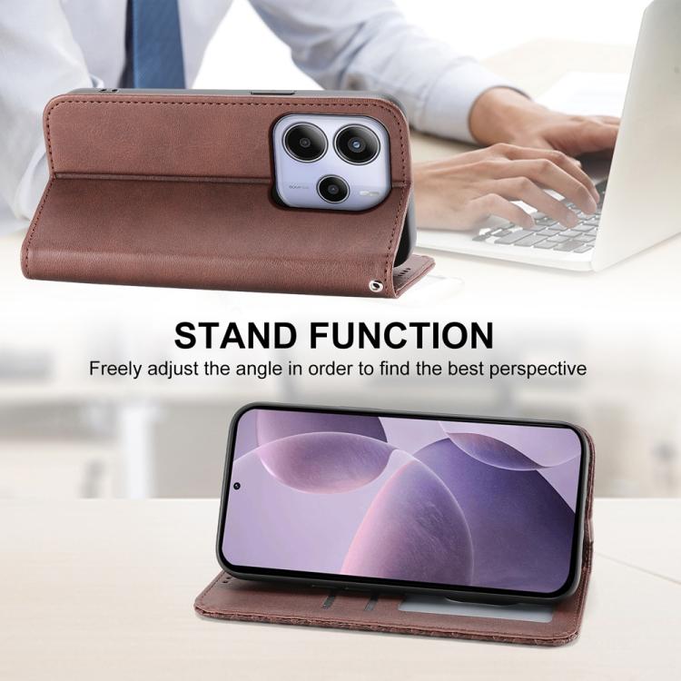 For Redmi Note 14 4G 163.25mm Global Cubic Grid Calf Texture Magnetic Leather Phone Case