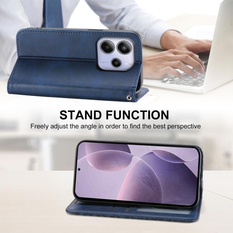 For Redmi Note 14 4G 163.25mm Global Cubic Grid Calf Texture Magnetic Leather Phone Case