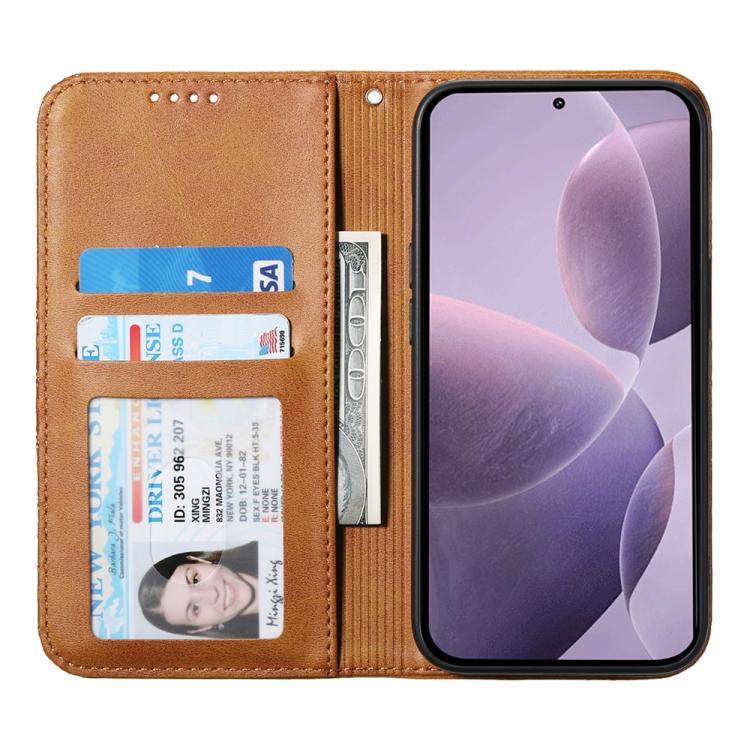 For Redmi Note 14 4G 164.84mm Cubic Grid Calf Texture Magnetic Leather Phone Case