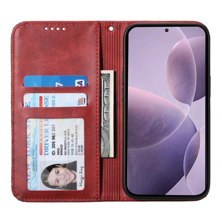 For Redmi Note 14 4G 164.84mm Cubic Grid Calf Texture Magnetic Leather Phone Case