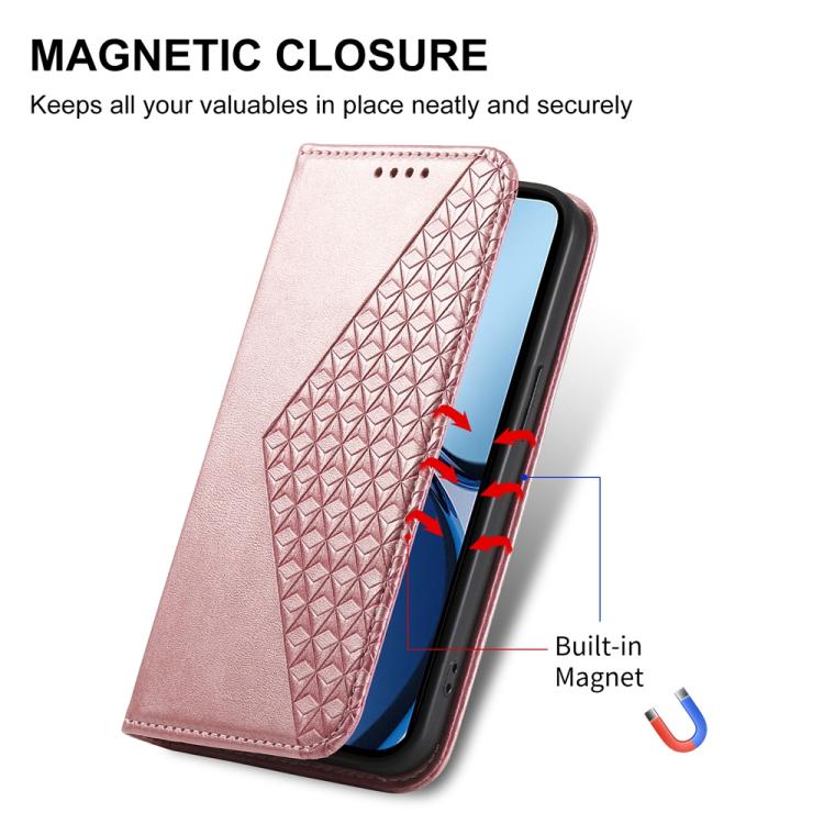 For Redmi A5 4G 171.7mm / Xiaomi Poco C71 Cubic Grid Calf Texture Magnetic Leather Phone Case
