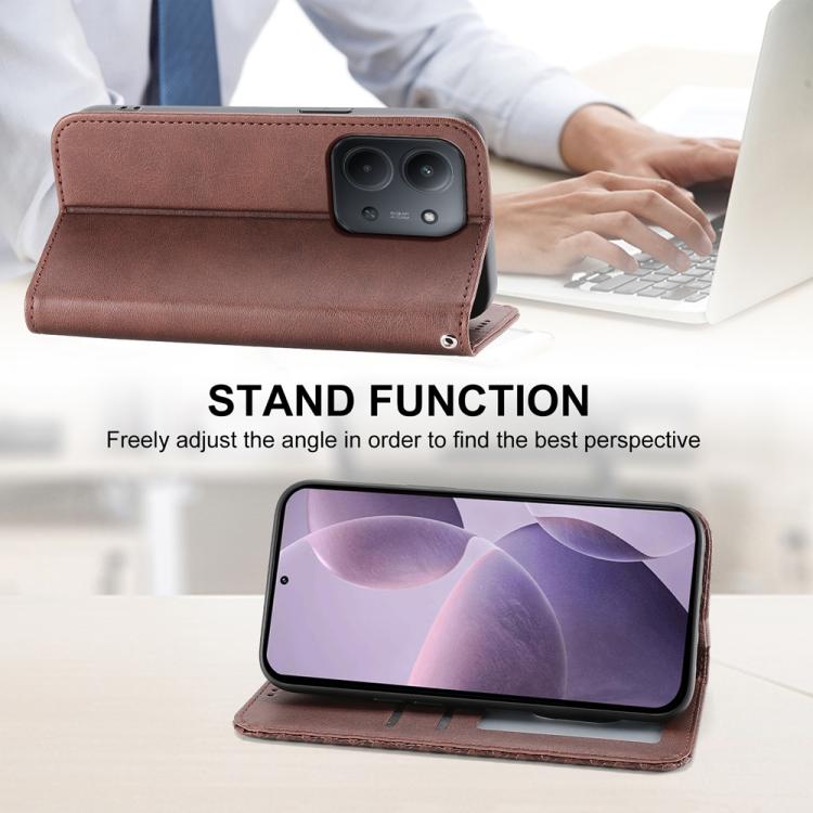 For Redmi 15C EU 173mm / Poco C85 5G Cubic Grid Calf Texture Magnetic Leather Phone Case