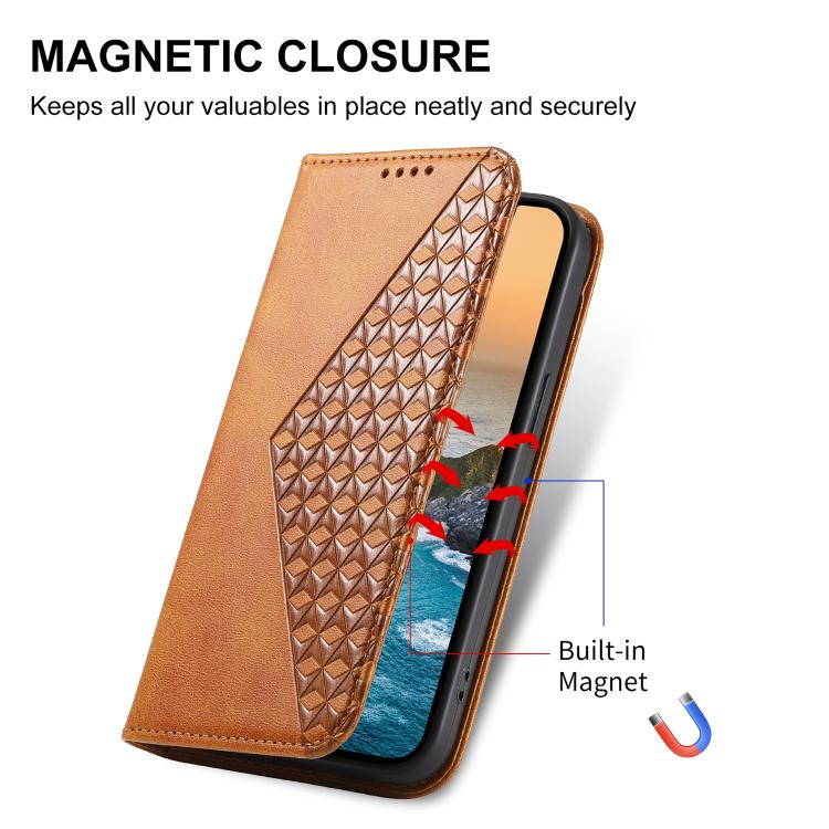 For Redmi Note 15 Pro 5G Global 163.6mm Cubic Grid Calf Texture Magnetic Leather Phone Case