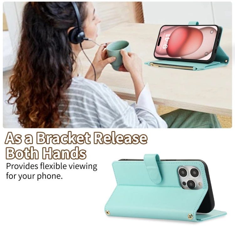 For iPhone 15 Pro Max Rhombic Zipper Wallet Leather Phone Case