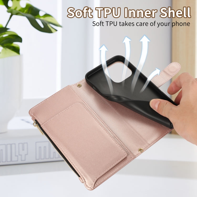 For iPhone 15 Pro Max Rhombic Zipper Wallet Leather Phone Case