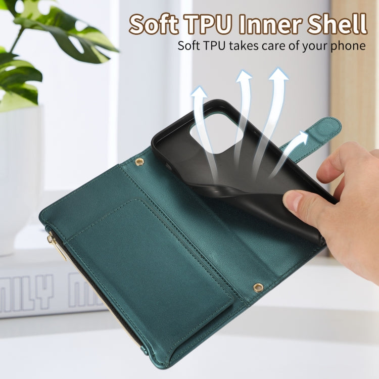 For iPhone 15 Pro Max Rhombic Zipper Wallet Leather Phone Case