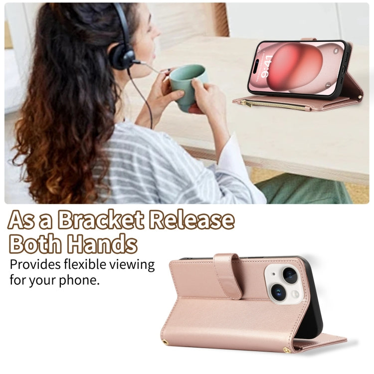 For iPhone 15 Plus Rhombic Zipper Wallet Leather Phone Case