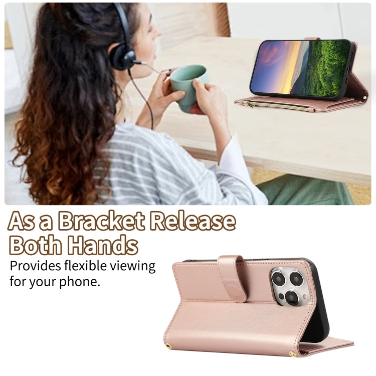 For iPhone 14 Pro Rhombic Zipper Wallet Leather Phone Case