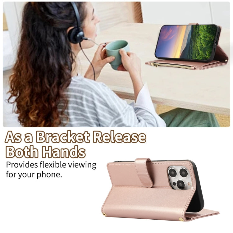 For iPhone 13 Pro Max Rhombic Zipper Wallet Leather Phone Case