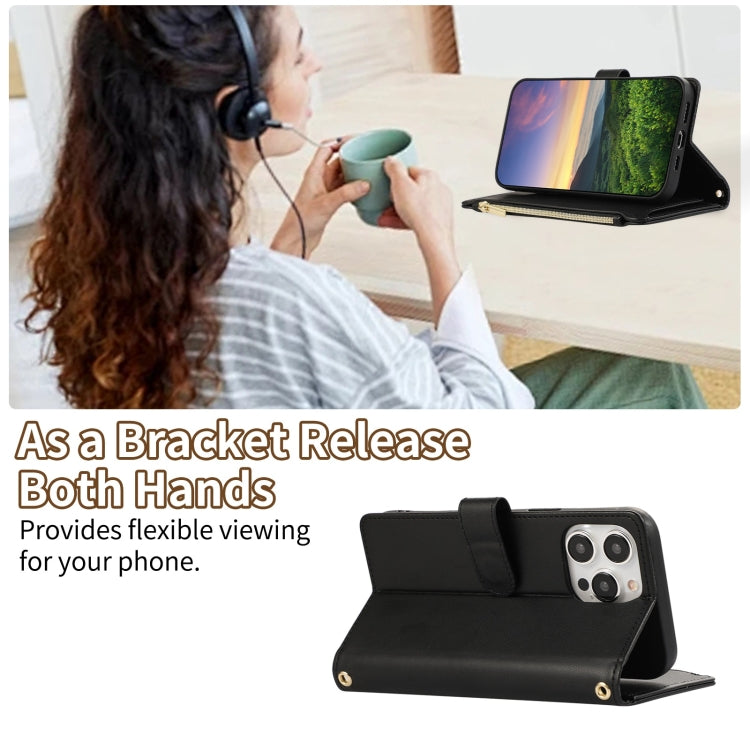 For iPhone 13 Pro Max Rhombic Zipper Wallet Leather Phone Case