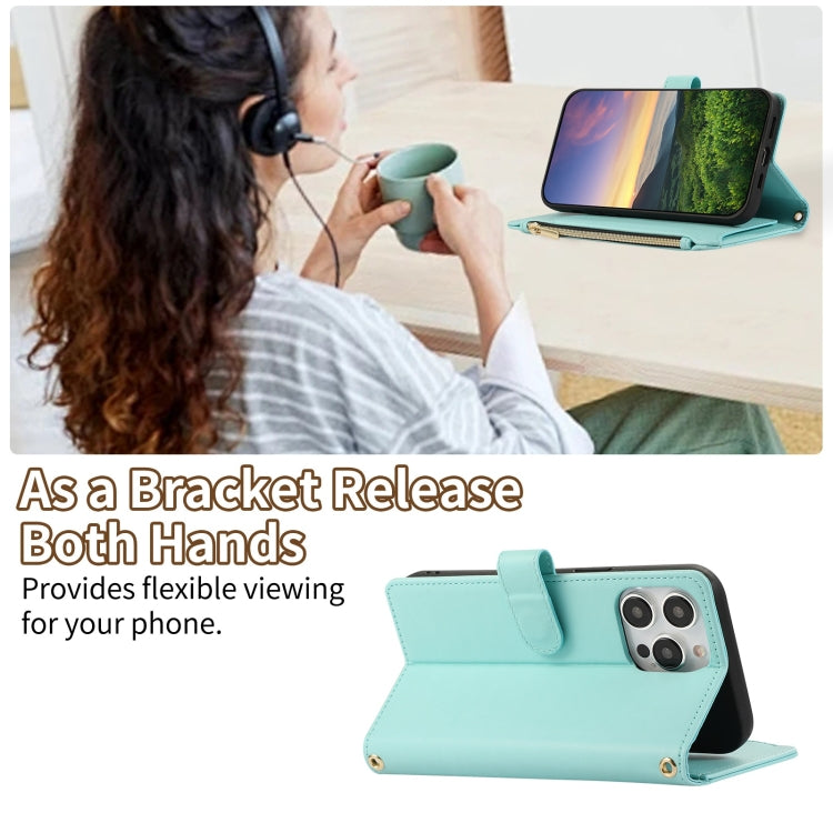 For iPhone 13 Pro Rhombic Zipper Wallet Leather Phone Case