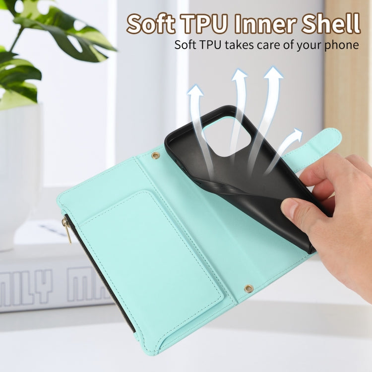 For iPhone 13 mini Rhombic Zipper Wallet Leather Phone Case