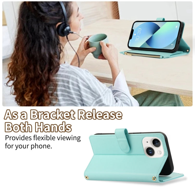 For iPhone 13 mini Rhombic Zipper Wallet Leather Phone Case