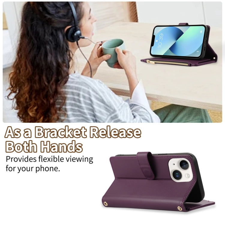 For iPhone 13 mini Rhombic Zipper Wallet Leather Phone Case