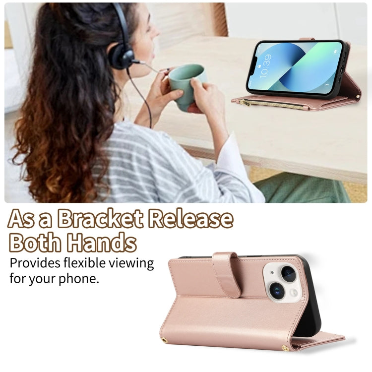 For iPhone 13 mini Rhombic Zipper Wallet Leather Phone Case