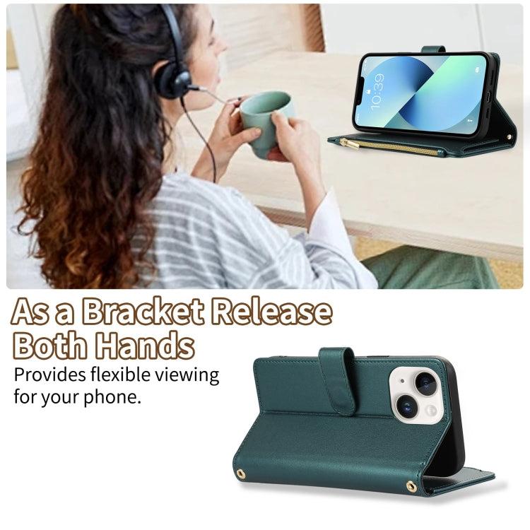For iPhone 13 mini Rhombic Zipper Wallet Leather Phone Case