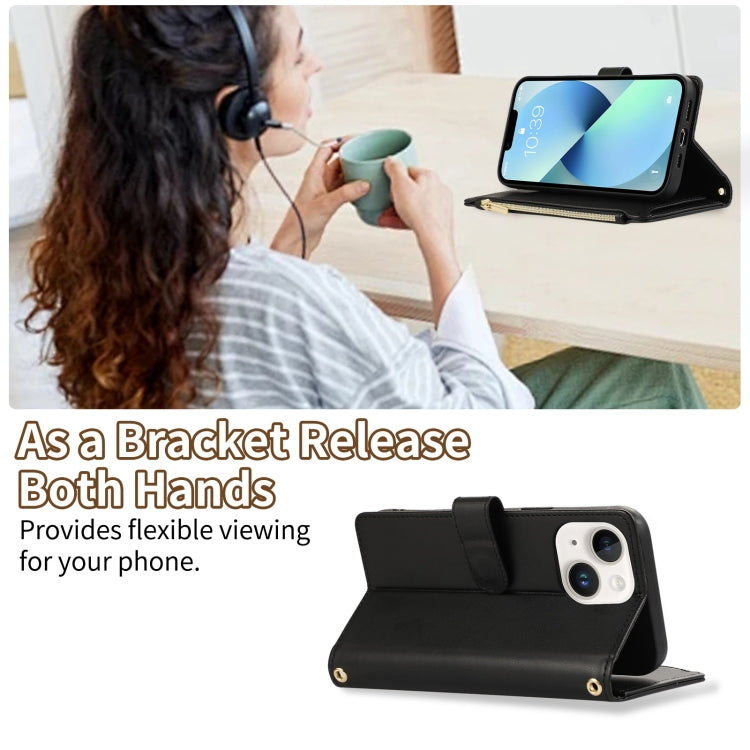For iPhone 13 mini Rhombic Zipper Wallet Leather Phone Case
