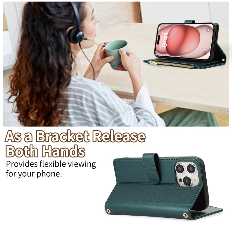 For iPhone 12 Pro Max Rhombic Zipper Wallet Leather Phone Case
