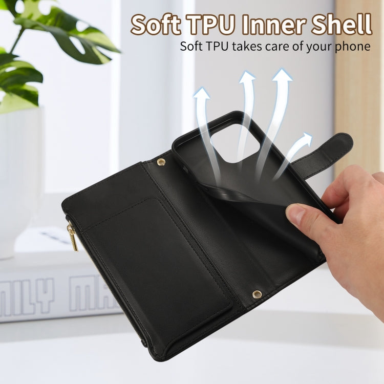 For iPhone 12 Pro Max Rhombic Zipper Wallet Leather Phone Case