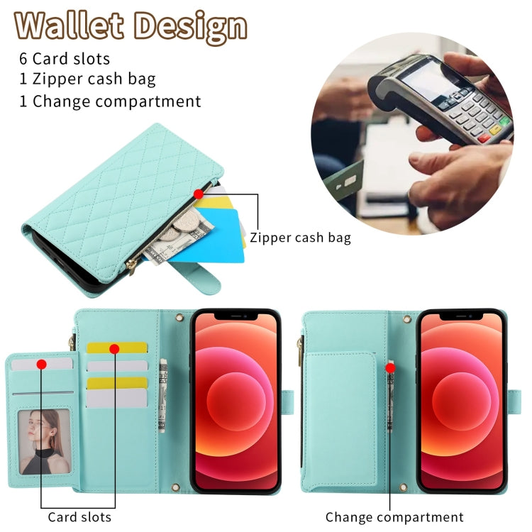 For iPhone 11 Rhombic Zipper Wallet Leather Phone Case