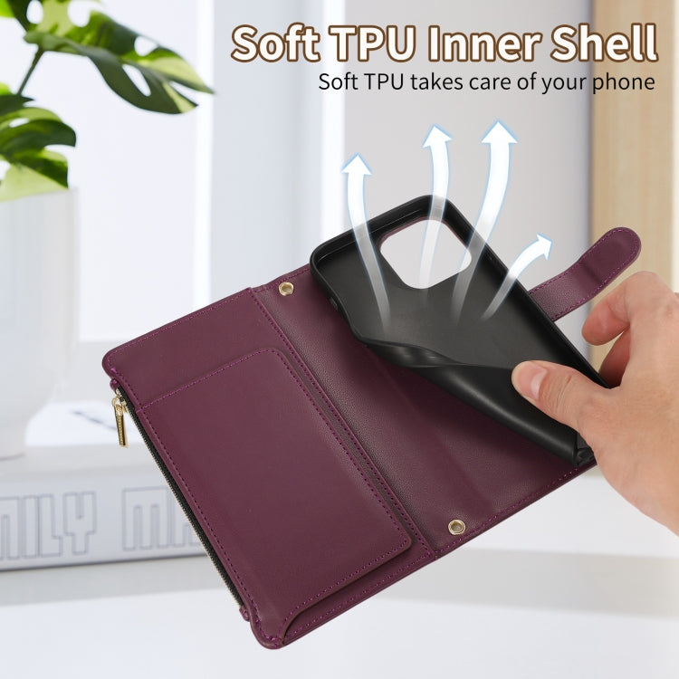 For iPhone 11 Rhombic Zipper Wallet Leather Phone Case