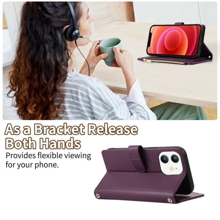 For iPhone 11 Rhombic Zipper Wallet Leather Phone Case