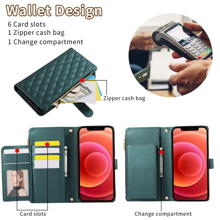 For iPhone 11 Rhombic Zipper Wallet Leather Phone Case