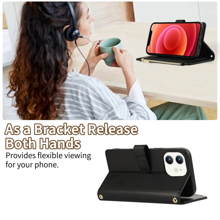For iPhone 11 Rhombic Zipper Wallet Leather Phone Case
