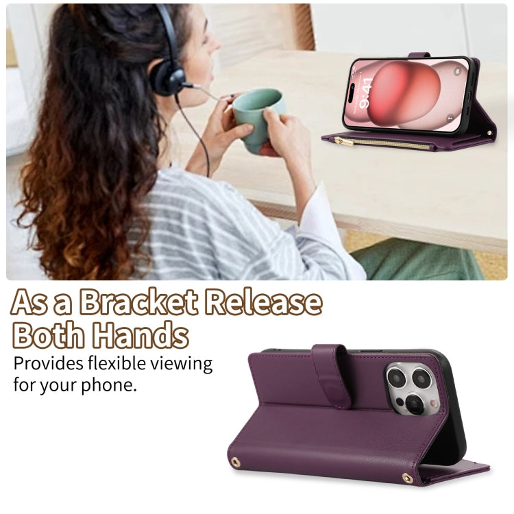 For iPhone 11 Pro Rhombic Zipper Wallet Leather Phone Case