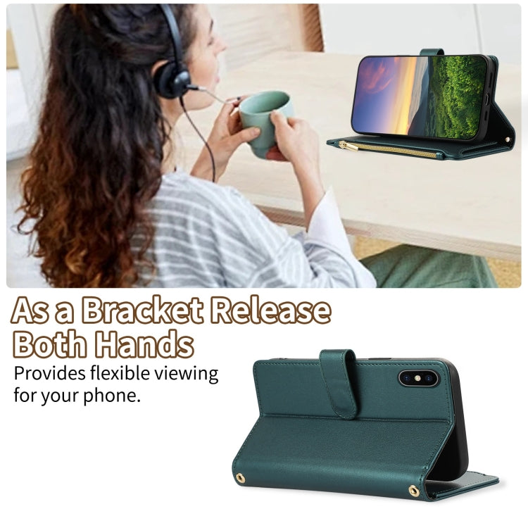 For iPhone X / XS Rhombic Zipper Wallet Leather Phone Case