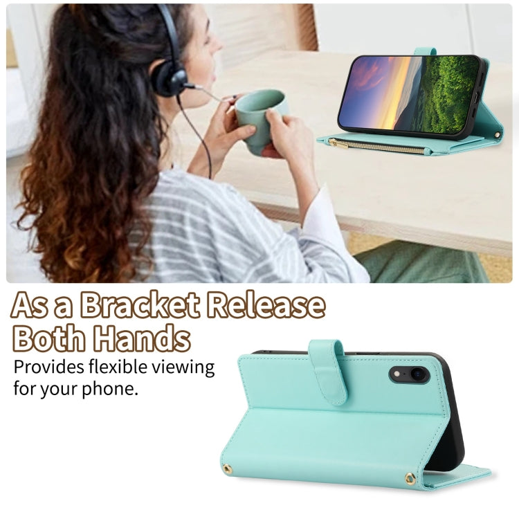 For iPhone XR Rhombic Zipper Wallet Leather Phone Case