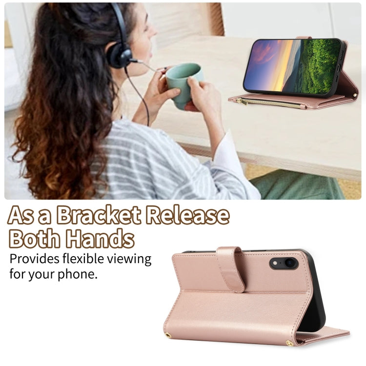 For iPhone XR Rhombic Zipper Wallet Leather Phone Case
