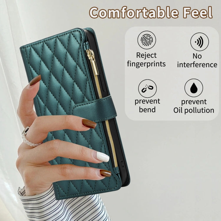For iPhone XR Rhombic Zipper Wallet Leather Phone Case