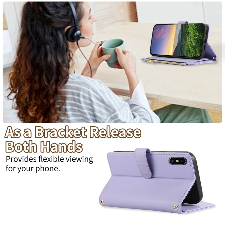 For iPhone XS Max Rhombic Zipper Wallet Leather Phone Case