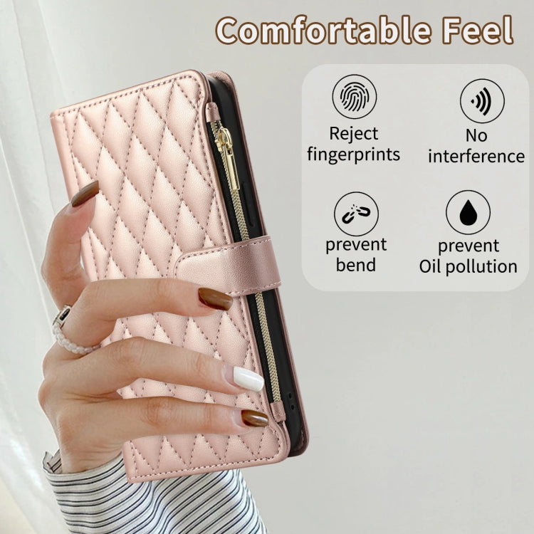 For iPhone XS Max Rhombic Zipper Wallet Leather Phone Case
